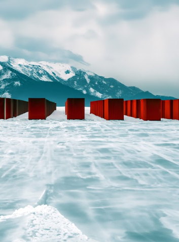 Natural Red Blocks On Tundra by Francisco Moctezuma Mejia Print Poster