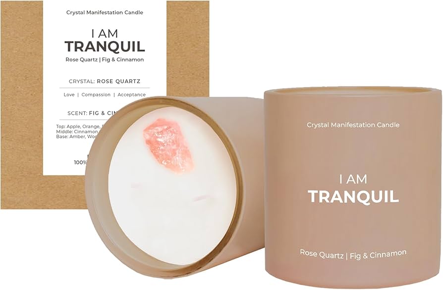 JILL AND ALLY 14oz Tranquil Candle with Rose Quartz Crystal – Fig & Cinnamon