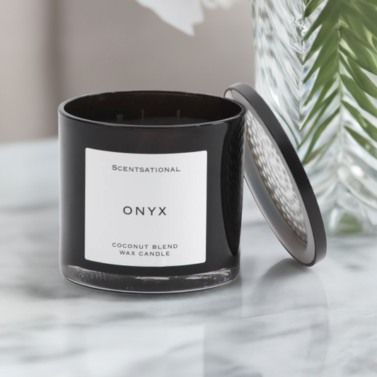 SCENTSATIONAL 26oz Onyx Candle – Sweet Lemon, Patchouli & Oak Moss