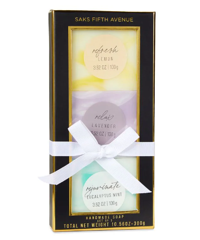 Saks Fifth Avenue 3-Piece Handmade Soap Set – Lemon, Lavender & Eucalyptus Mint