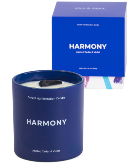 Harmony 14oz Cedar-Scented Candle with Agate Crystal Accent